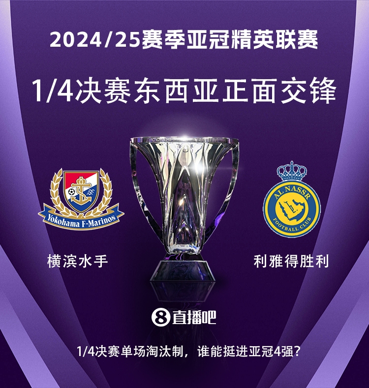 亞冠1/4決賽對陣：利雅得勝利vs橫濱水手，C羅vs安德森-洛佩斯！