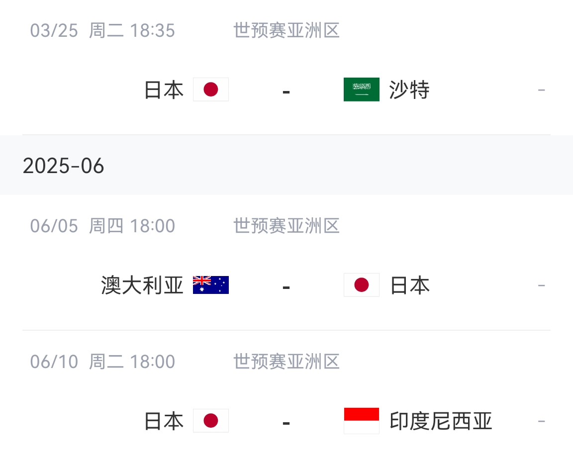 會不會放水？日本剩余賽程：主場vs沙特&印尼，客場vs澳大利亞